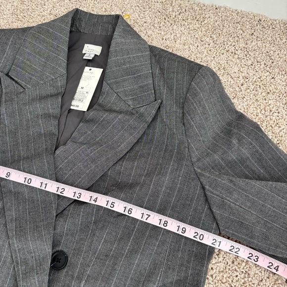 A New Day Women's Button Up Blazer Jacket, Gray Pinstripe, Medium NEW - Picture 7 of 8